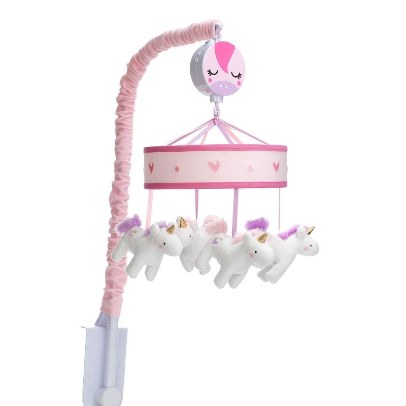 Lambs & Ivy Magic Unicorn White/Pink Musical Baby Crib Mobile Soother Toy