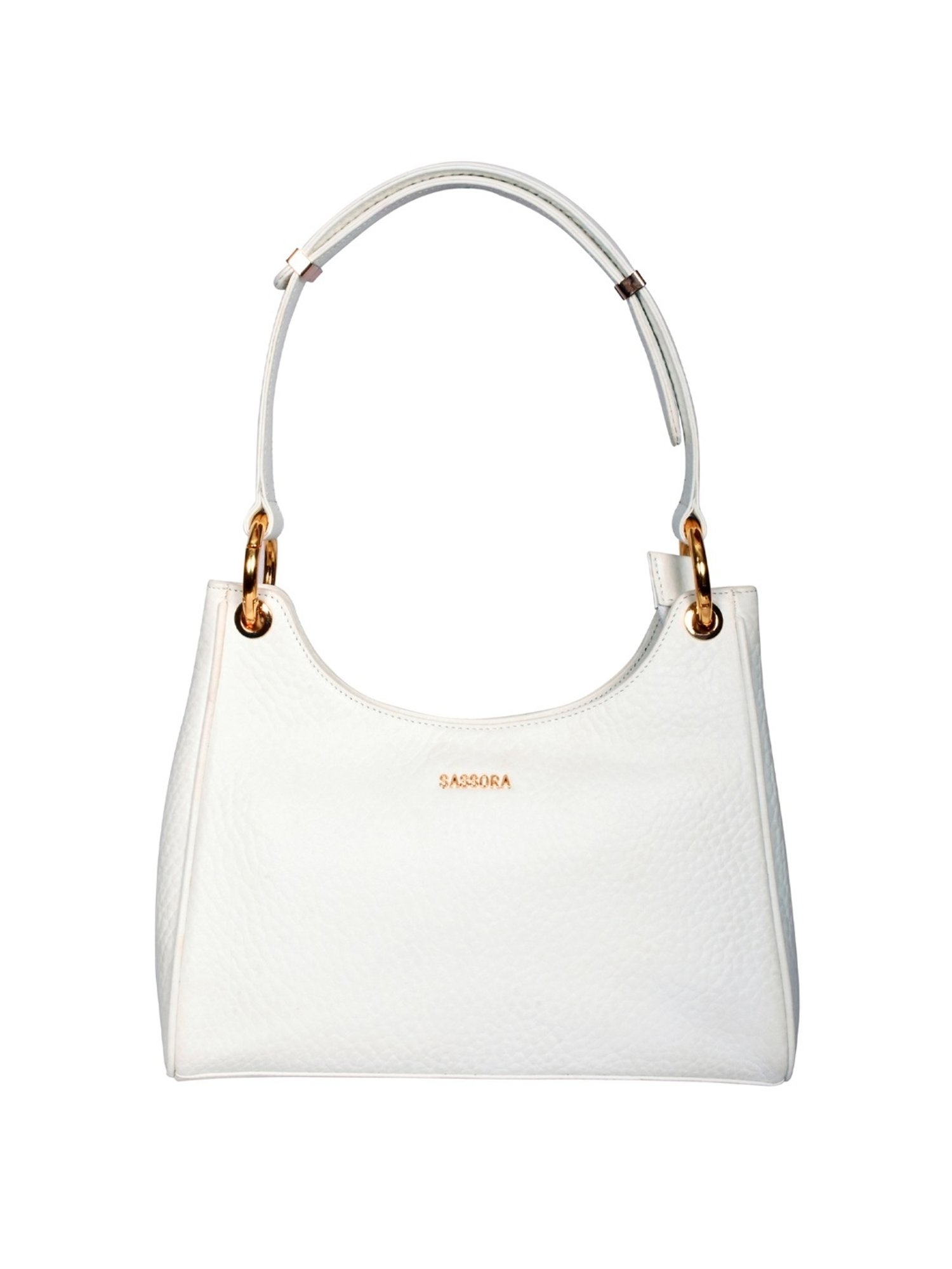 SASSORA FRIDA White Leather medium Hobo Bag