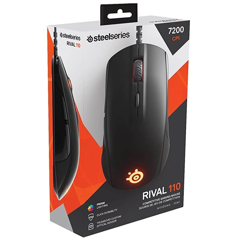 Rival 110 Gaming Mouse 7200 CPI TrueMove1 Optical Sensor Lightweight Design RGB Lighting