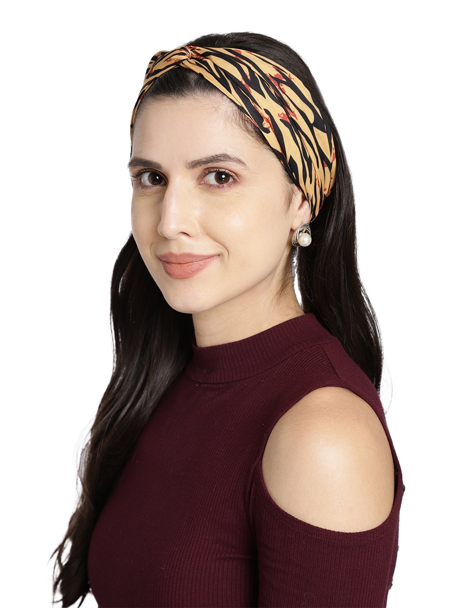Aditi Wasan Beige Printed Head Bands Pack of 2