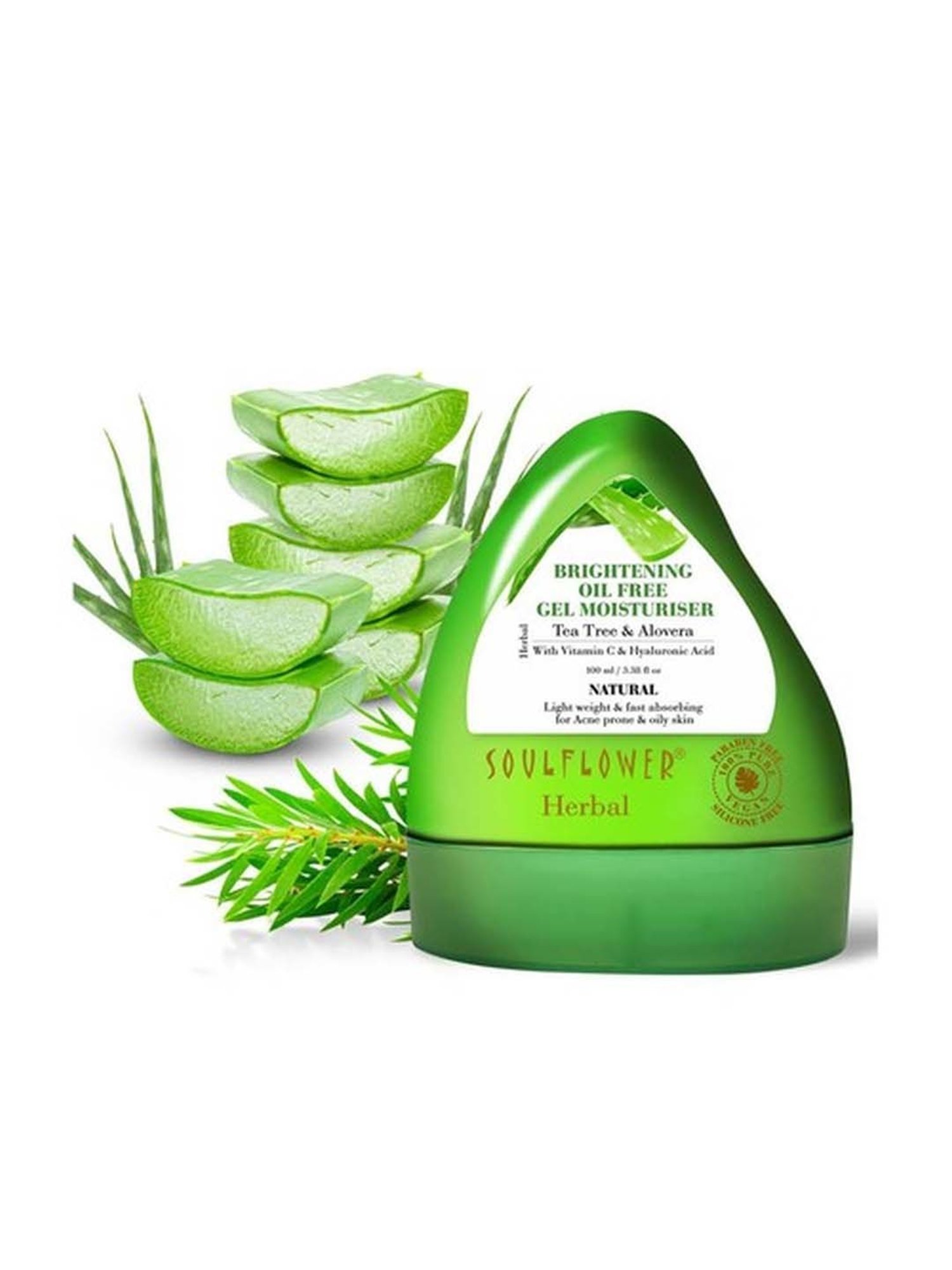 Soulflower Herbal Tea Tree & Aloe Vera Brightening Gel Moisturizer - 100 ml