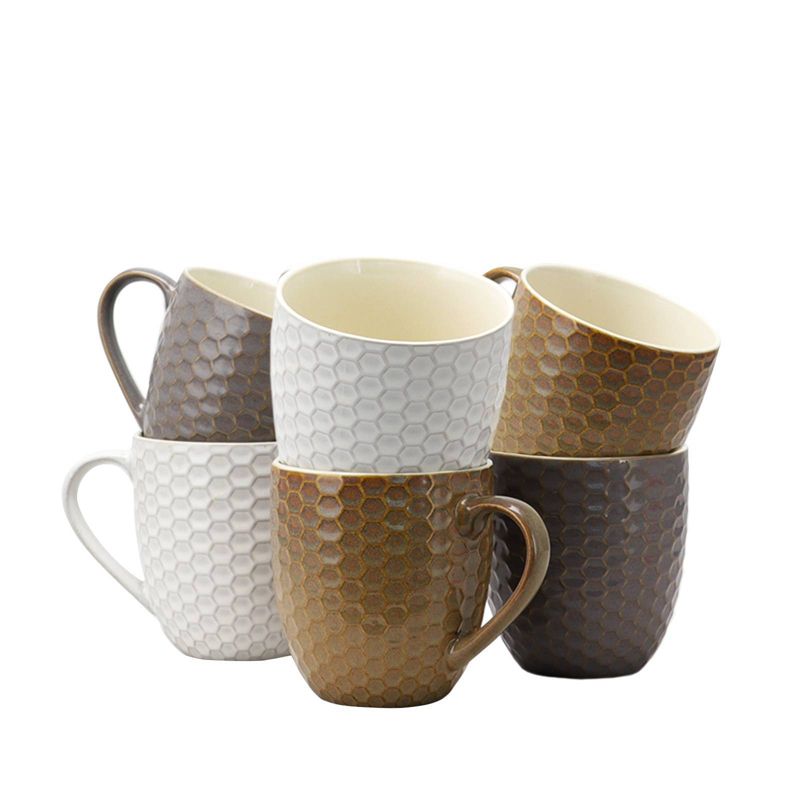 15oz 6pk Hexagon Assorted Mugs - Elama