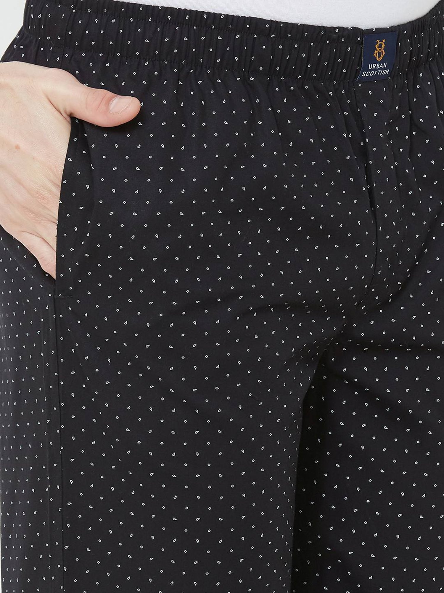 Urban Scottish Black Regular Fit Printed Nightwear Pyjamas