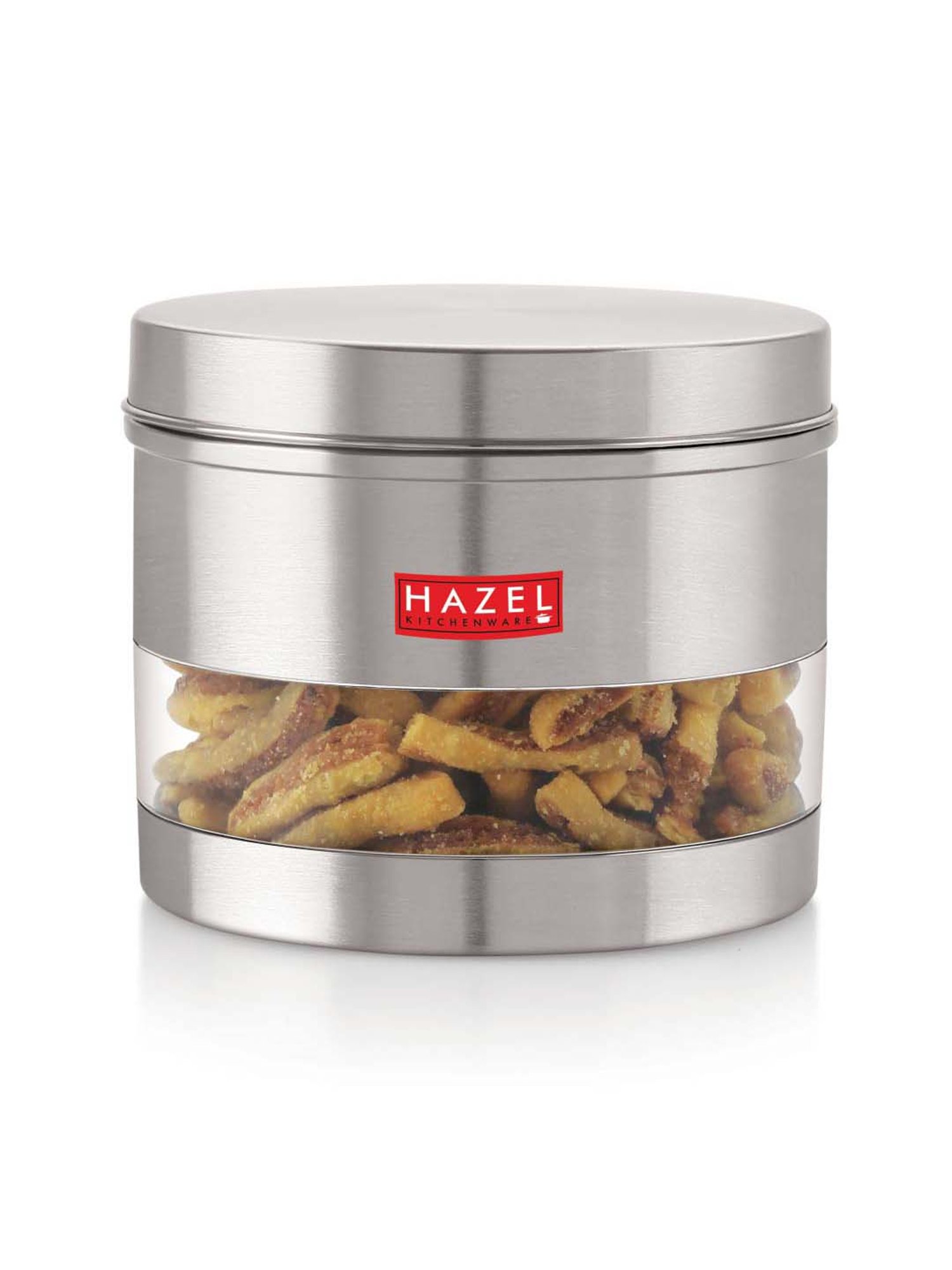 HAZEL Silver Stainless Steel Kitchen Storage Jar (1100 ml) - Set of 1