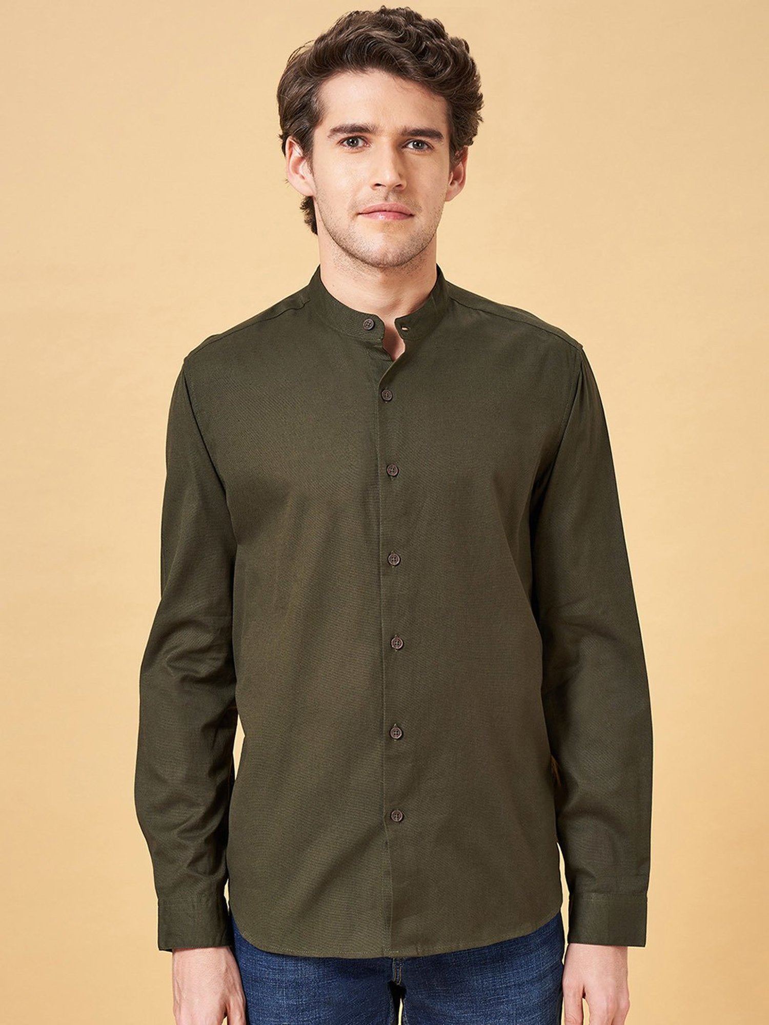 Indus Route by Pantaloons Green Regular Fit Shirt