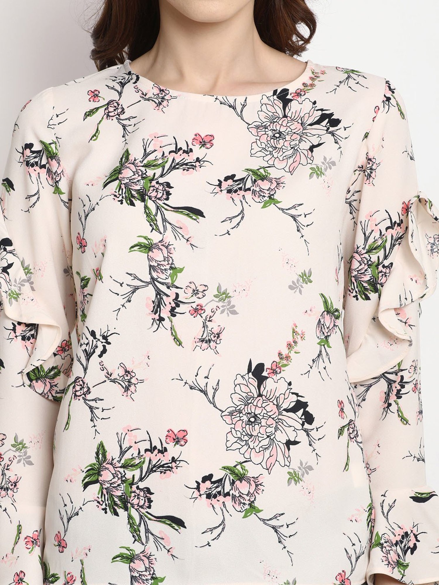 Marie Claire Beige Floral Print Top