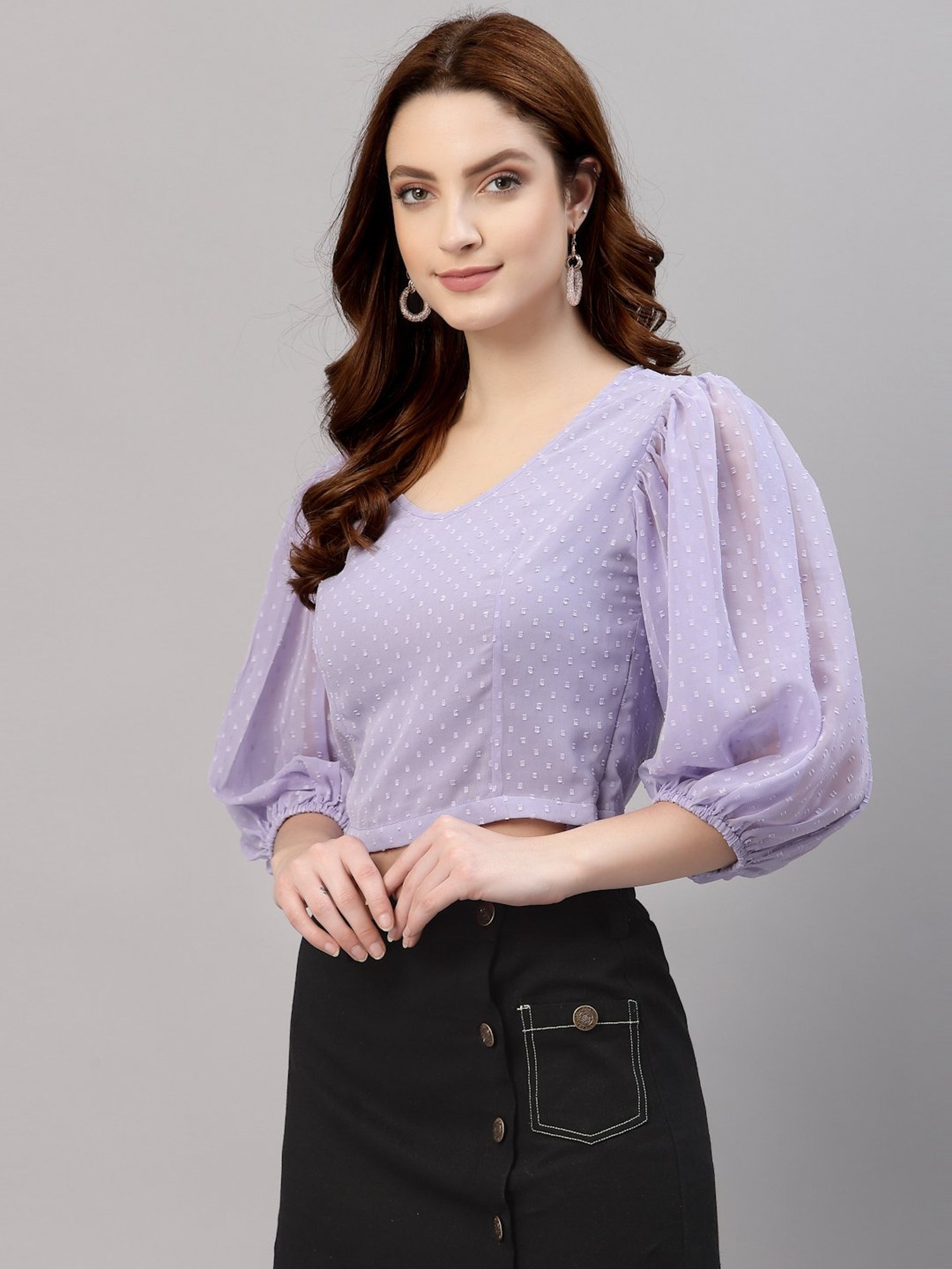 NEUDIS Violet Textured Crop Top