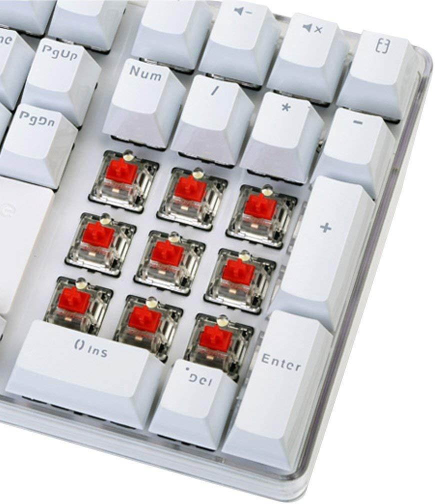 Happy Deals 20% Off Qisan Mechanical Keyboard Wired Gaming Keyboard Red Switch 100% Full Size 108 Keys GATERON Switch with White Backlight Case White Magicforce