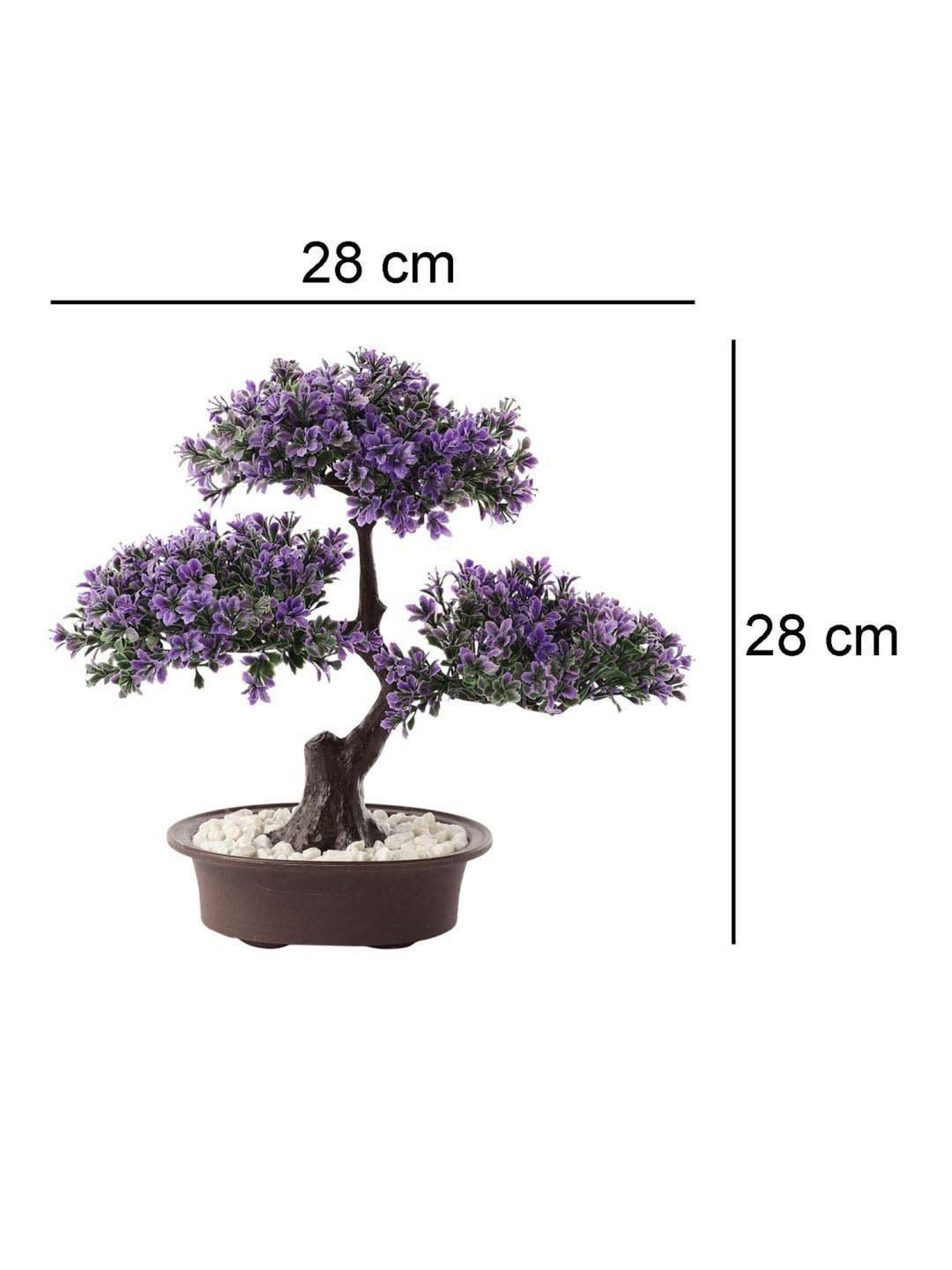 Foliyaj Multicolor Plastic Artificial 3 Head Bonsai Tree With Pot