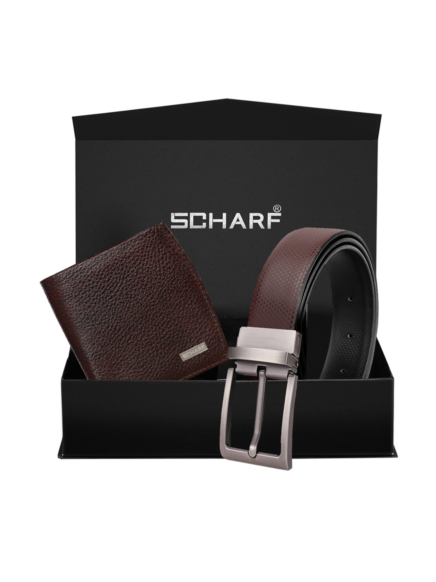 Scharf Brown Leather Set Of Waist Belt And Wallet For Men