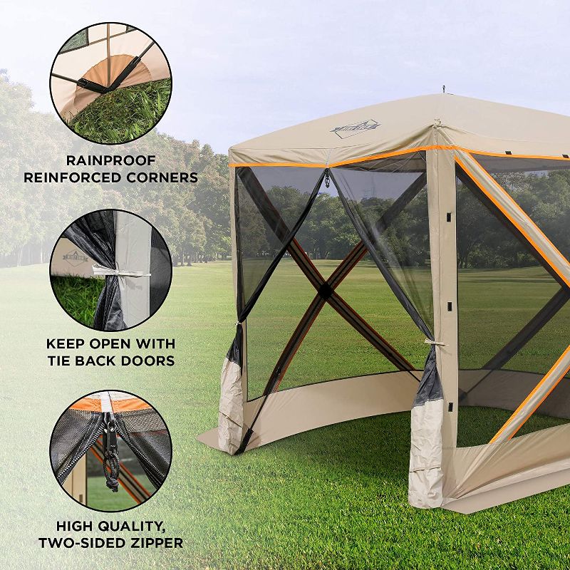 Hike Crew 4-Panel Pop-Up Screen House Gazebo 70x70 Inch &ndash; Instant Setup 4-Sided Hub Tent UV Resistant (SPF 50+) Fits 5 People Heavy Duty 210D Material &ndash; Includes Carry Bag & Ground Stakes