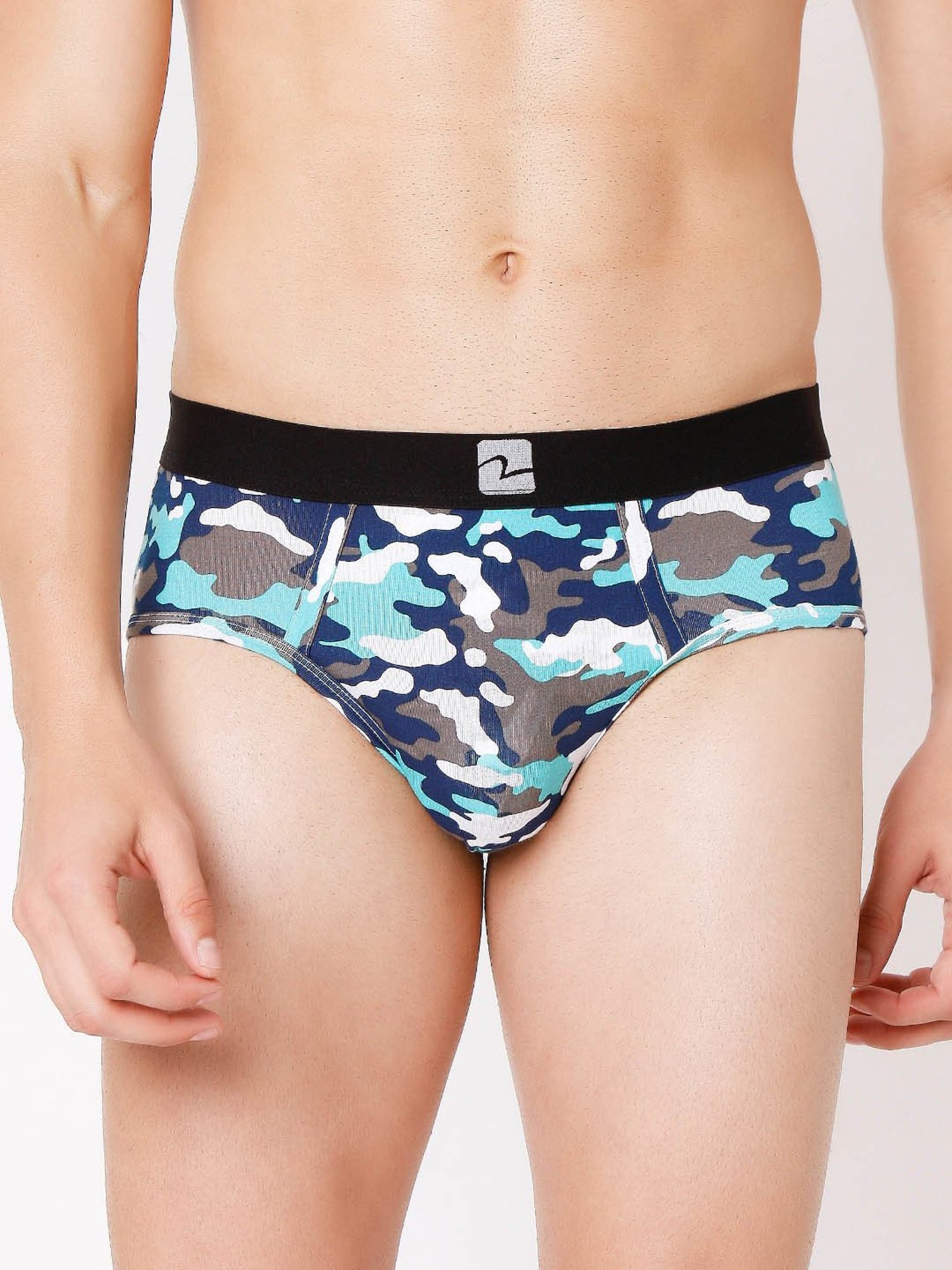 Underjeans By Spykar Multi Regular Fit Camouflage Briefs - Pak of 2