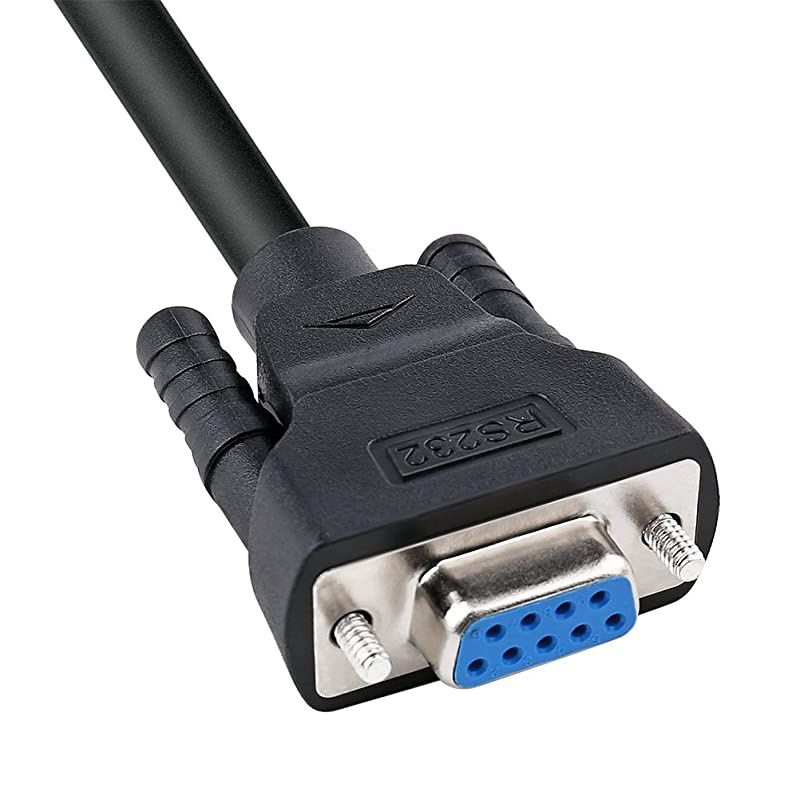 DB9 RS232 Serial Cable Male to Female Extension Null Modem Cord Cross TX RX line for Data Communication (10 Feet, Black)
