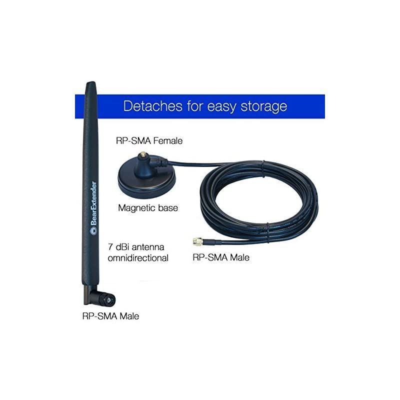 Bearifi  Heavy Duty 7 dBi WiFi Antenna with RPSMA Extension Cable Magnet Base