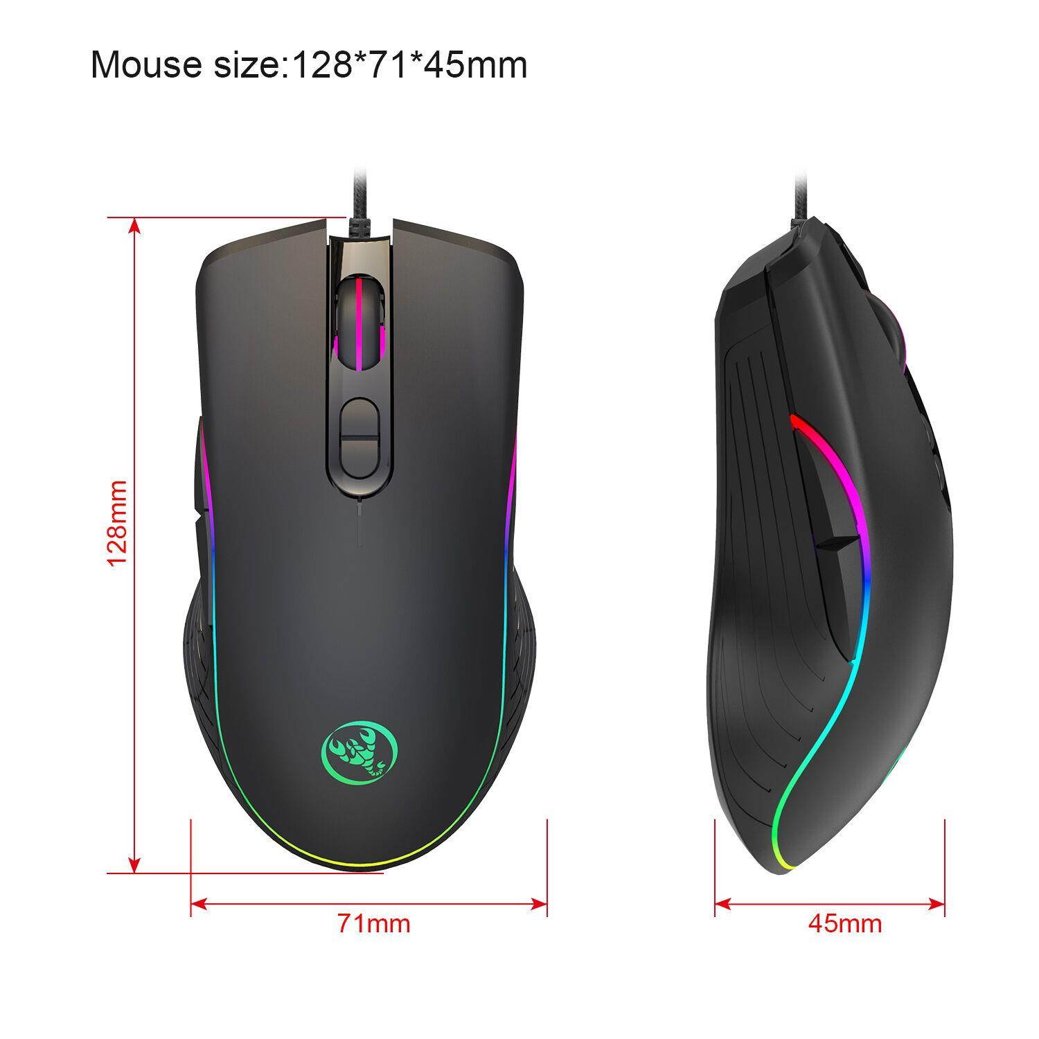 4-level adjustable DPI RGB marquee gaming mouse Supports macro programming