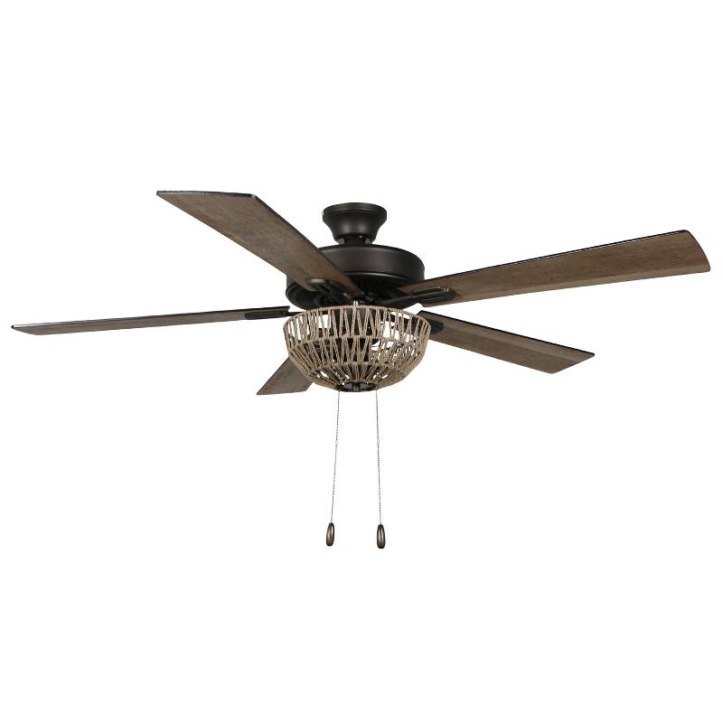 52" 5-Blade LED Woven Rope Lighted Ceiling Fan - River of Goods