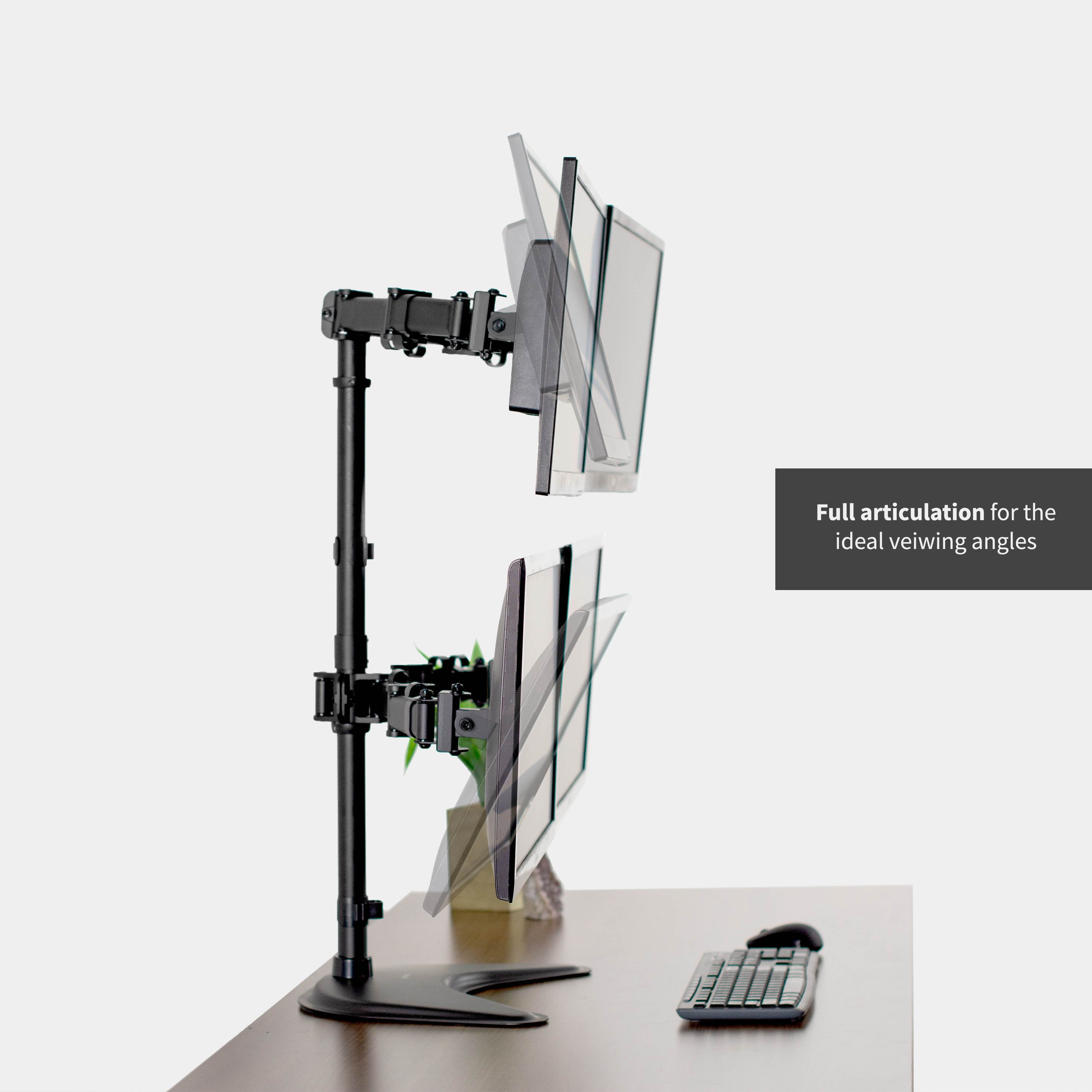 VIVO Quad Monitor Mount Stand Fully Adjustable Desk FreeStanding for 4 LCD Screens up to 27" (STAND-V004P)