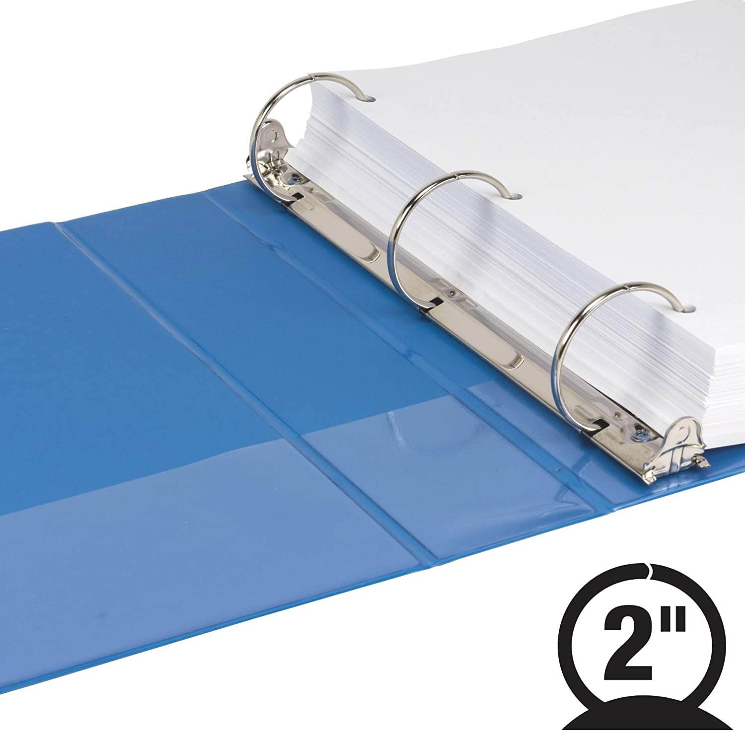 Samsill Economy 3 Ring Binder Organizer, 2 Inch Round Ring Binder, Customizable Clear View Cover, Light Blue Binder