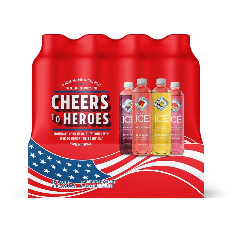 Sparkling Ice Variety Pack-Black Cherry/Peache Nectarine/Coconut Pineapple/Pink Grapefruit - 12pk/17 fl oz Bottles