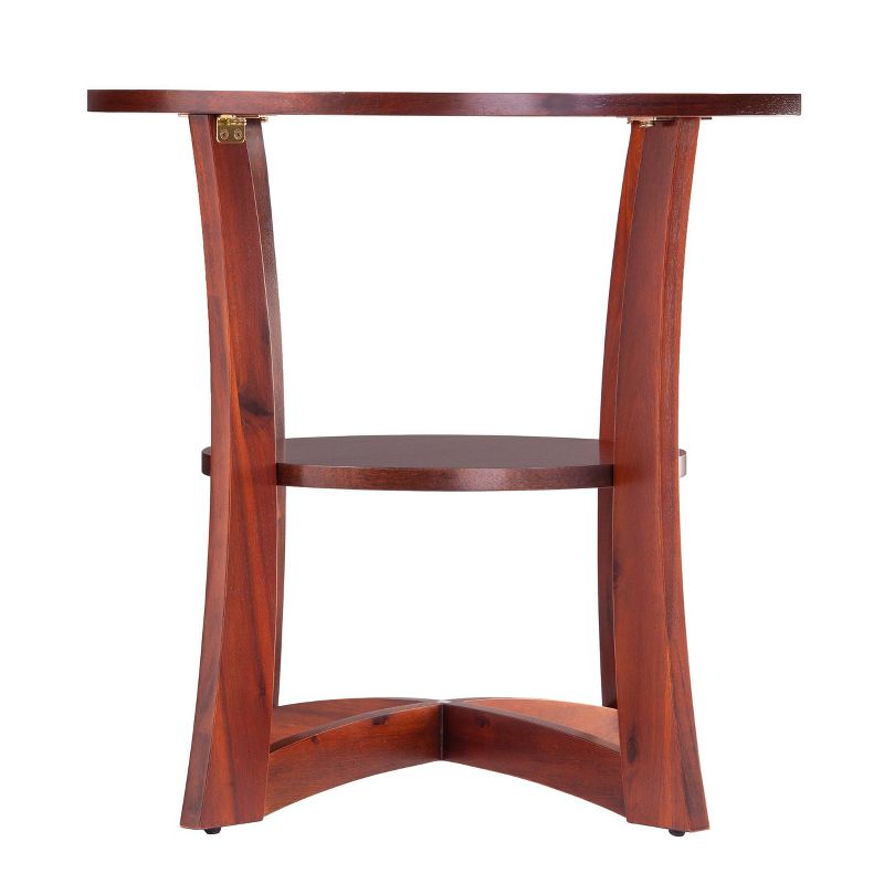 Desvy Round Glass Top End Table Brown - Aiden Lane