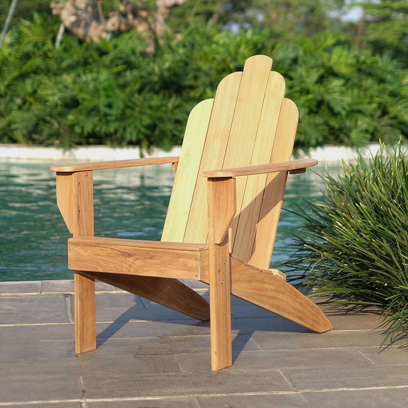 Sherwood 3pc Outdoor Patio Adirondack Chat Set - Teak - Cambridge Casual