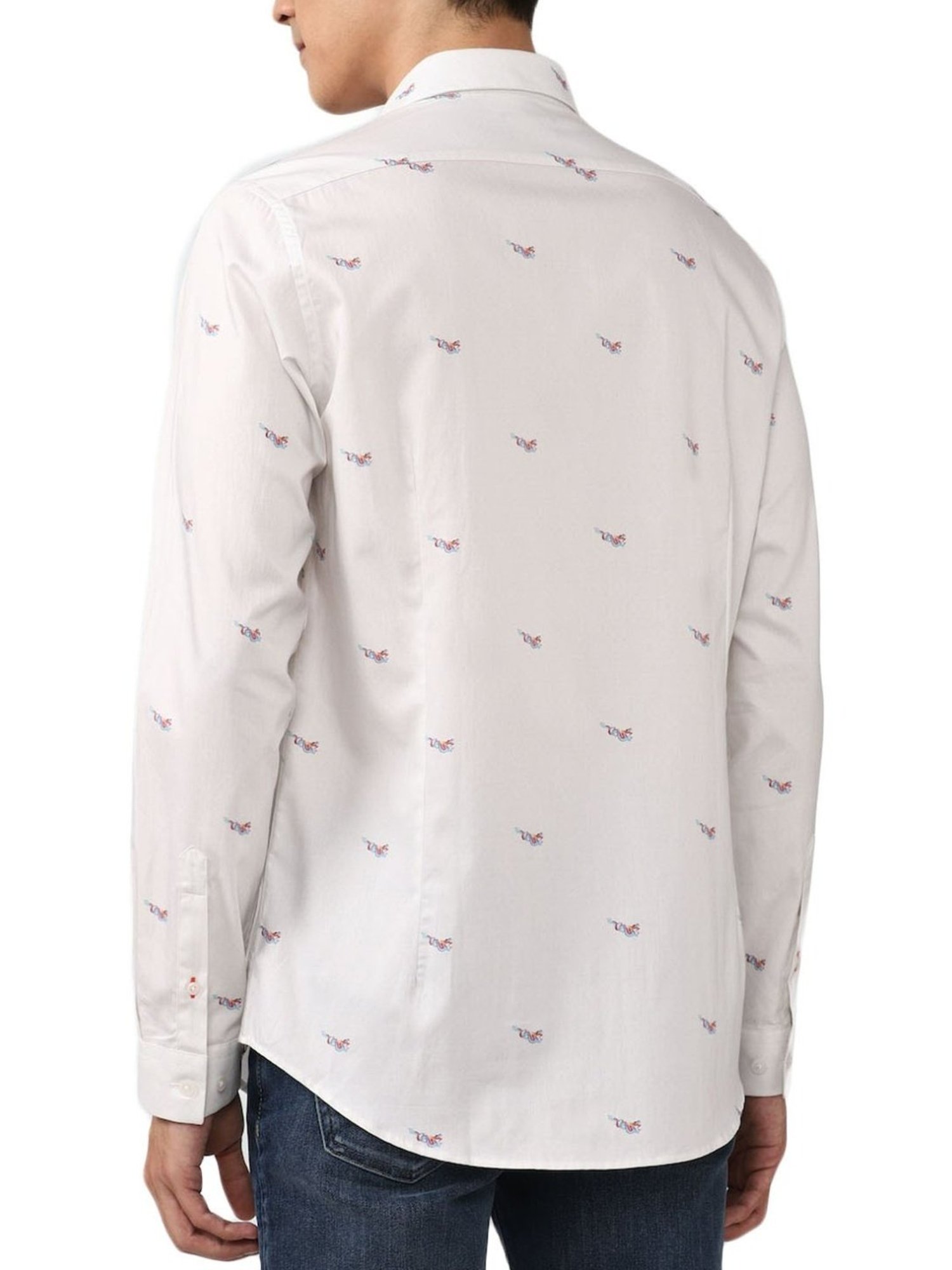Simon Carter London White Printed Slim Fit Shirt