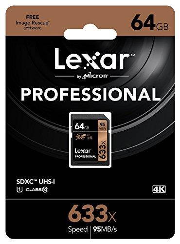 Lexar 64GB Professional Class 10 UHS-I U1 633x SDXC Memory Card #LSD64GCB1NL633