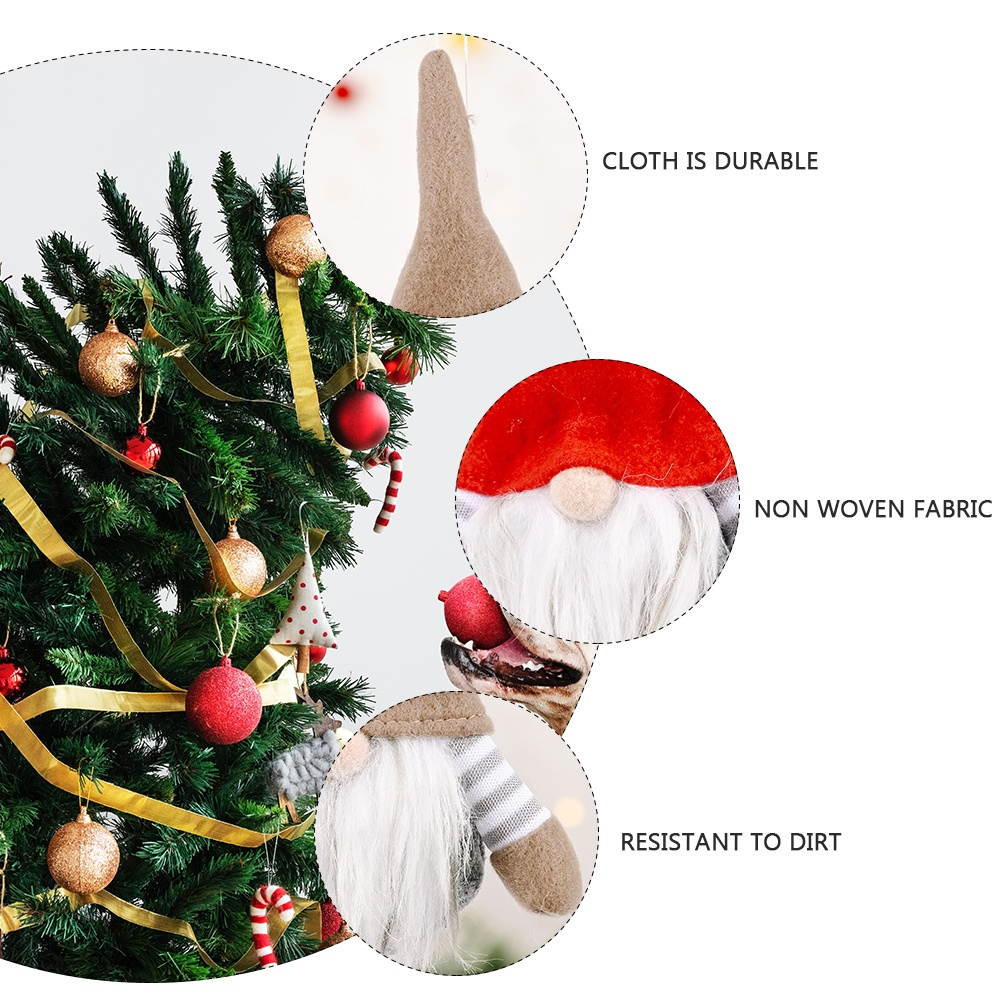 1 Set 2 Pcs Christmas Decorative Striped Gnome Doll Creative Gnome Tree Pendant