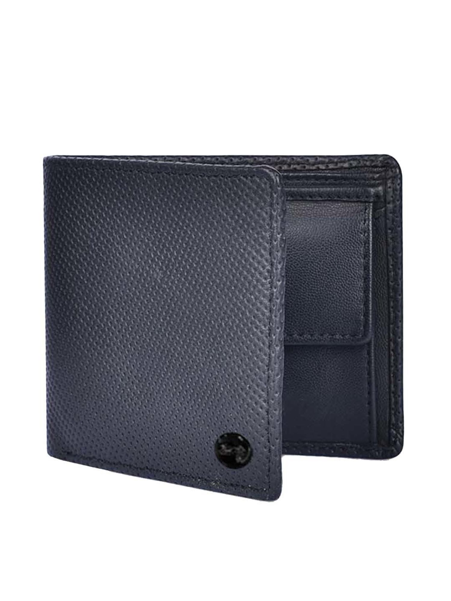 BELWABA Navy Casual Leather Bi-Fold Wallet for Men