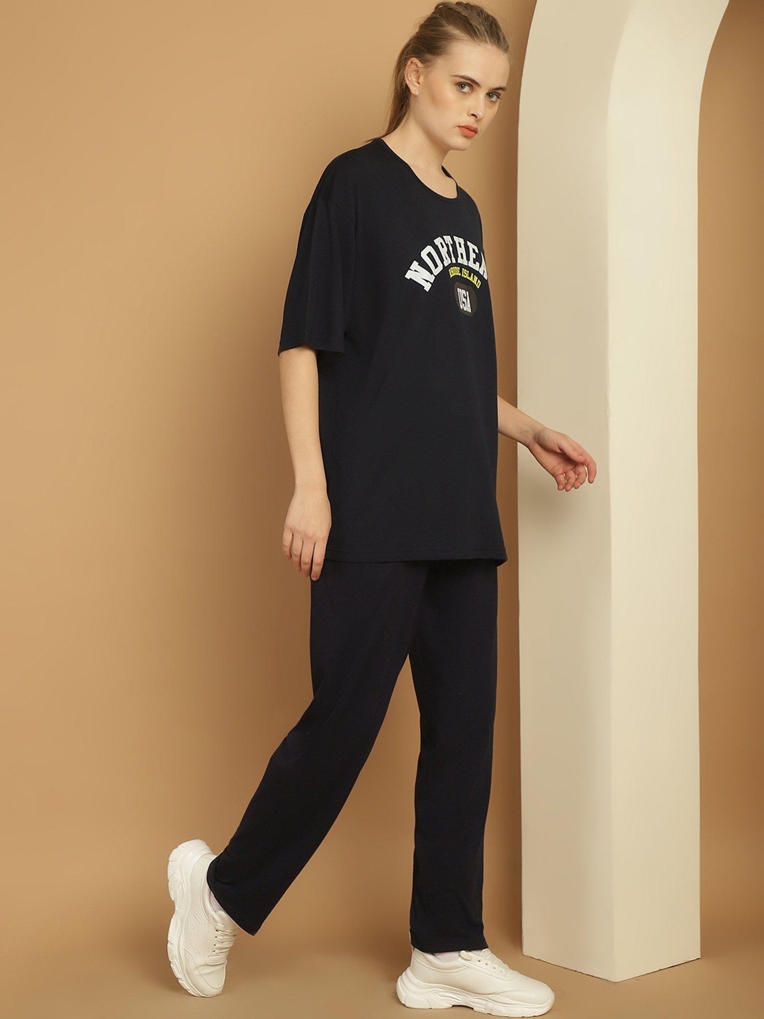 Vimal Jonney Black Cotton Printed T-Shirt & Track Pants Set