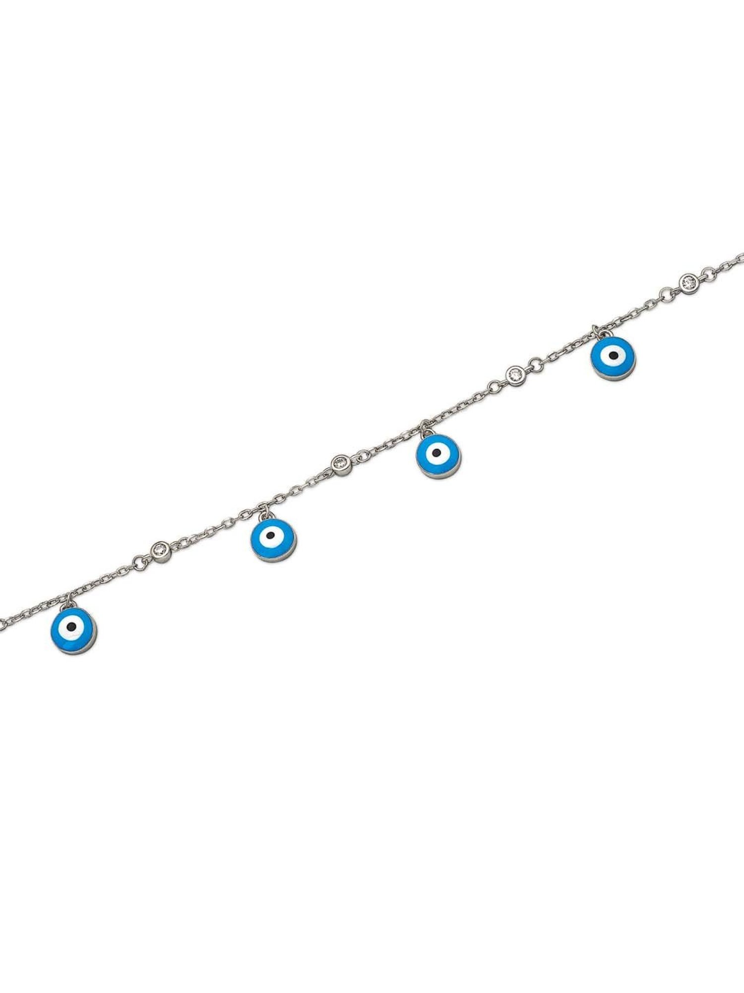 Silberry 925 Sterling Silver Blue Evil Eye Anklet for Women