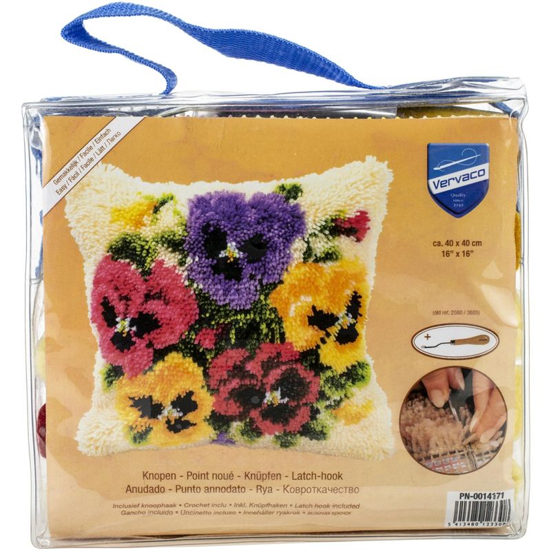 Vervaco Cushion Latch Hook Kit 16"X16"-Violets