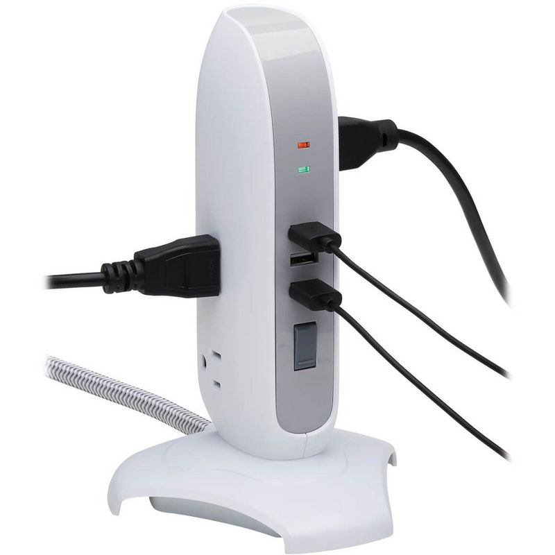 Monoprice 2 Outlet Surge Protector Wall Tap with 2 USB Charging Ports 3.4A, 450 Joules, White