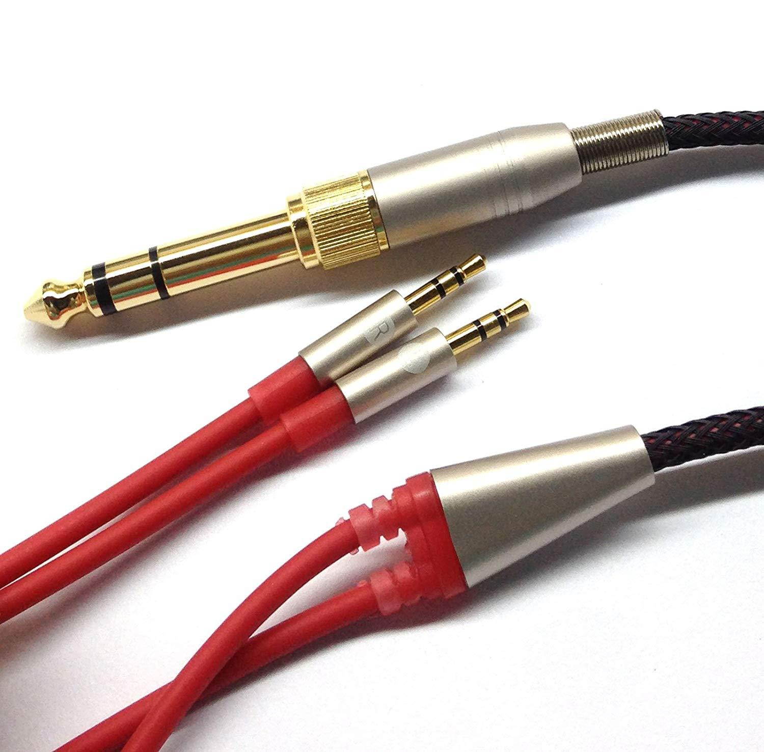 NEOMUSICIA Replacement Cable Compatible with Hifiman HE400S, HE-400I, HE-400i(2.5mm Plug Version), HE560, HE-350, HE1000, HE1000 V2 Headphone 3.5mm & 6.35mm to Dual 2.5mm Jack Male Cord Red 1.2m/4ft