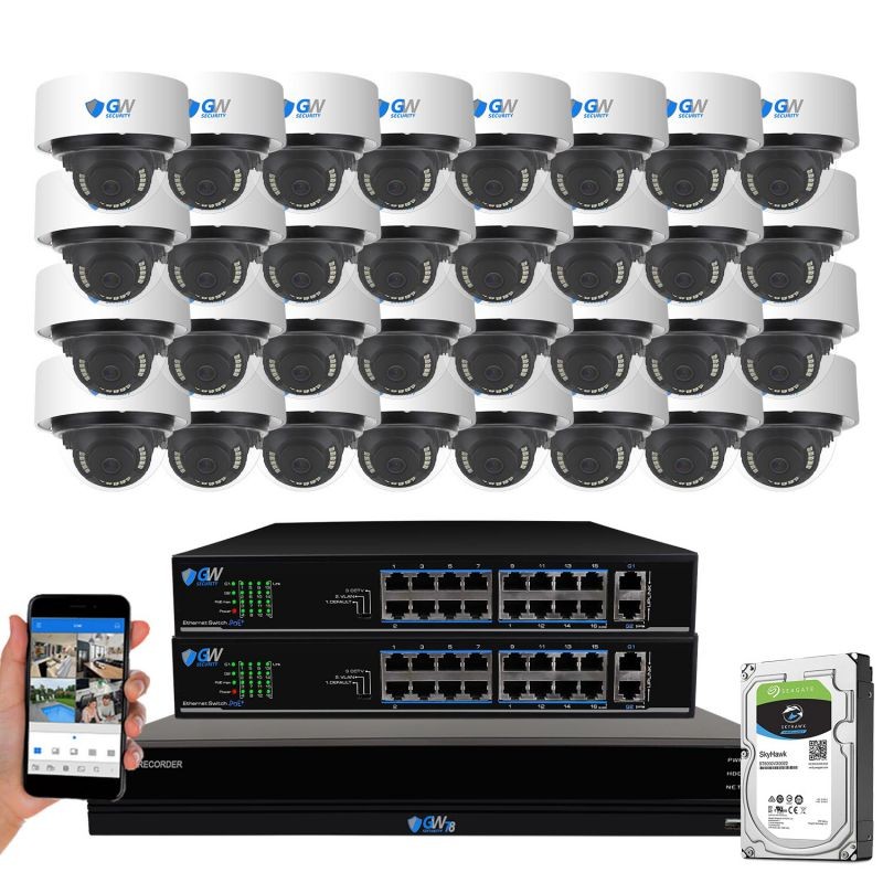 GW Security 8 Channel Smart AI Ultra HD 4K (8MP) Video & Audio Color Night Vision Security Camera System (8 Cameras)