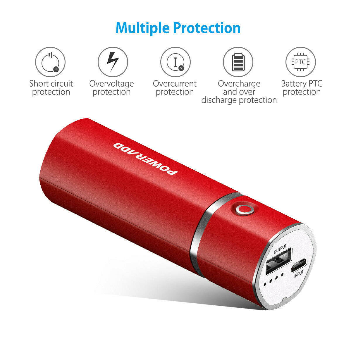 2PCS 5000mAh Portable Mini Power Bank Universal Cellphone Battery Charger RED