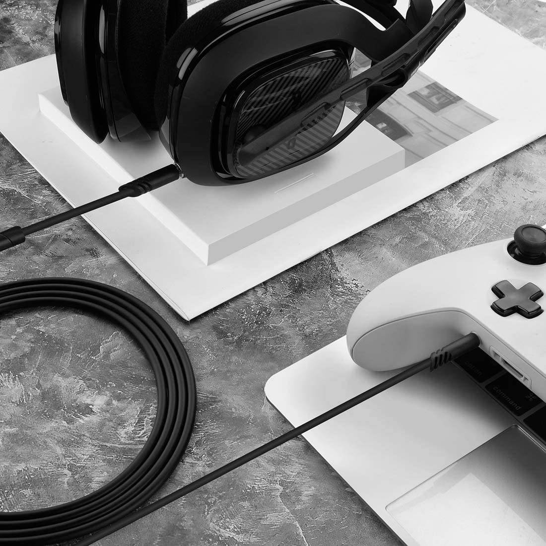 Geekria Audio Cable with Mic Compatible with ASTRO Gaming A10, A30, A40 Headphones Cable, 3.5mm AUX Replacement Stereo Cord with Inline Microphone and Volume Control (Black 6.5FT)