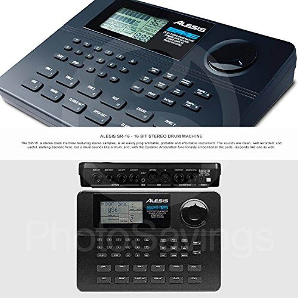 Alesis SR-16 16-Bit Stereo Drum Machine and Deluxe Bundle w/ Headphones, Cables and Fibertique Cloth