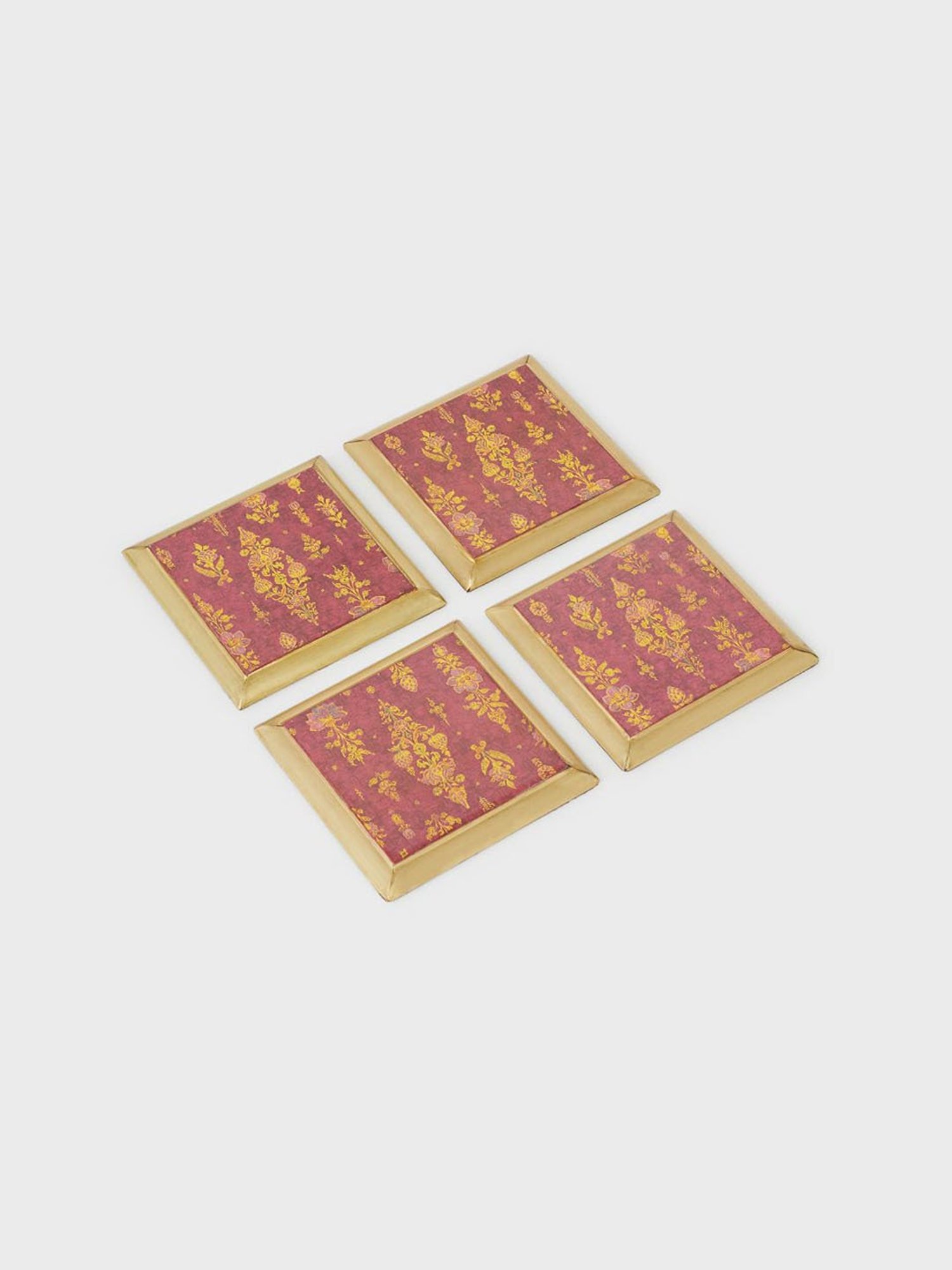 Fabindia Red Ameera Metal Coaster Set of 4