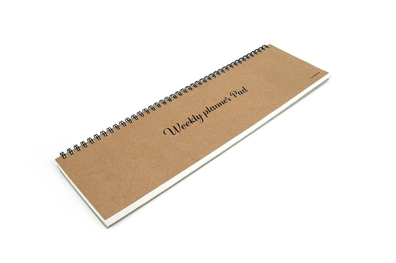 FUN DESIGN FAIR Weekly Planner Pad - Wirebound Undated Weekly Planner Pad, Weekly Scheduler Pad (Kraft)