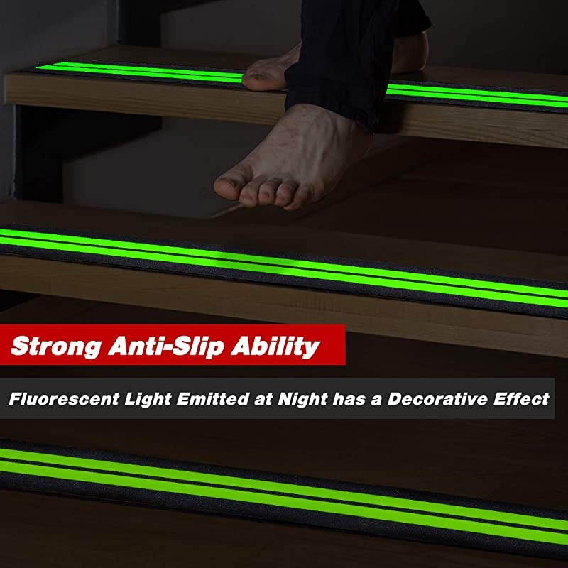 in X 4 in AntiSlipGlowinDark Tape Premium 15 PreCut Strips 80 Grit Anti Slip Adhesive Grip and Prevents Risk for Stairs or Other Safety Needs 15 Pack 019