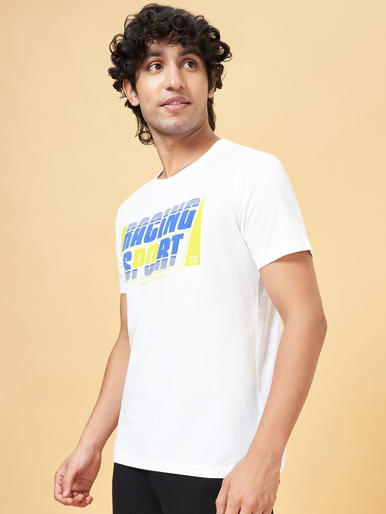 Ajile By Pantaloons White Cotton Slim Fit Printed T-Shirt