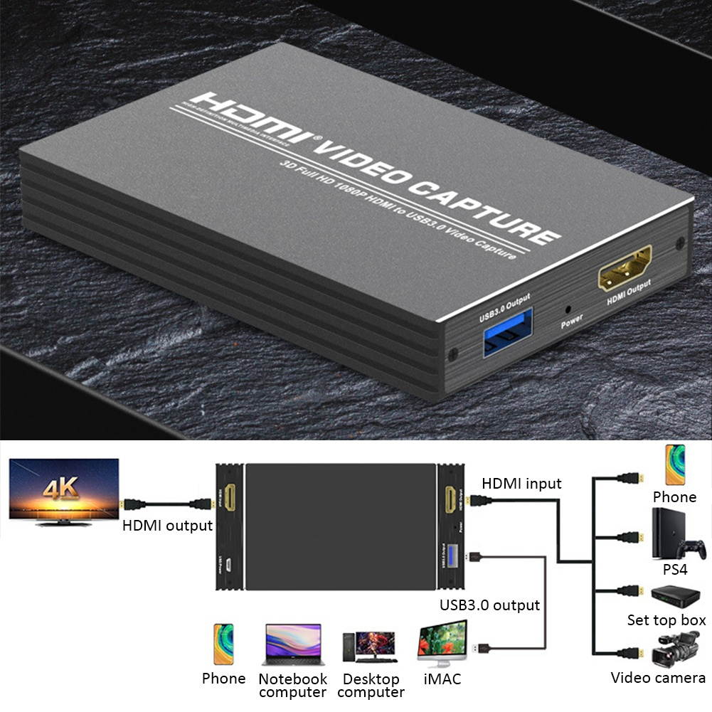 4K 1080P HDMI To USB3.0 Video Capture Card Live Streaming Camera DVD Camcorder