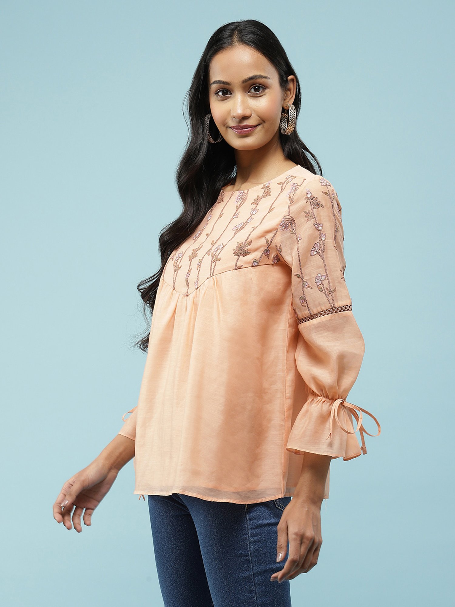 aarke Ritu Kumar Peach Embroidered Top