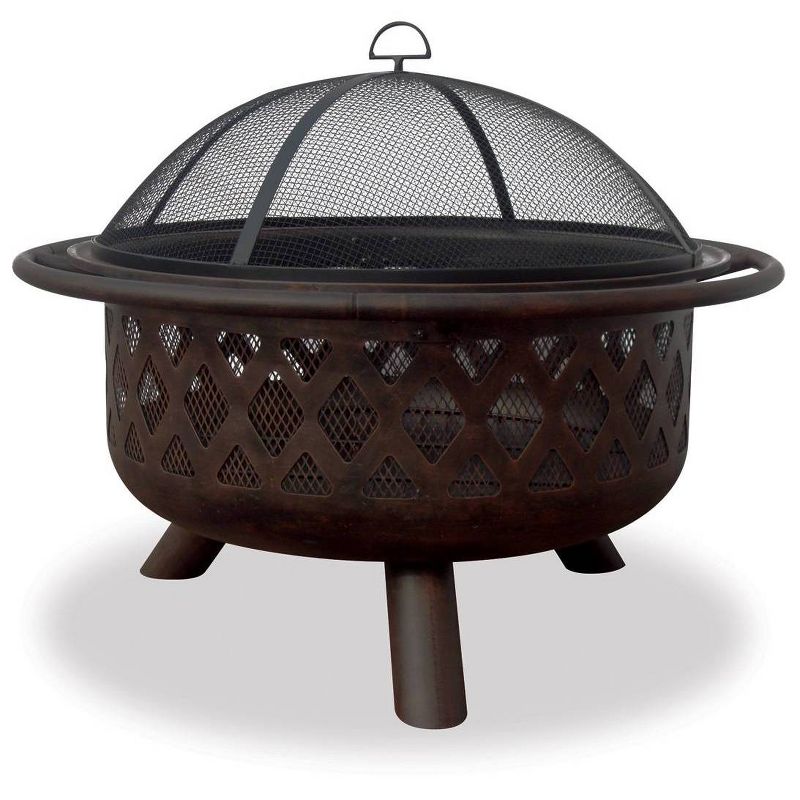 Oil Rubbed Bronze Outdoor Wood Burning Rounded Firebowl with Lattice Design - Endless Summer