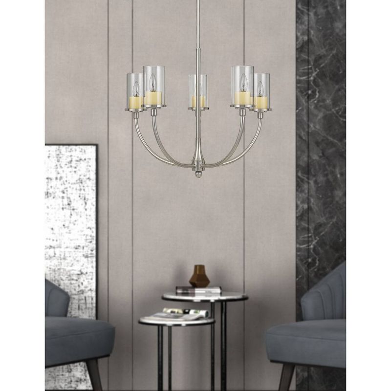 26.5" x 26.5" x 41.5" Metal Chandelier with Glass Shade Brushed Steel - Cal Lighting
