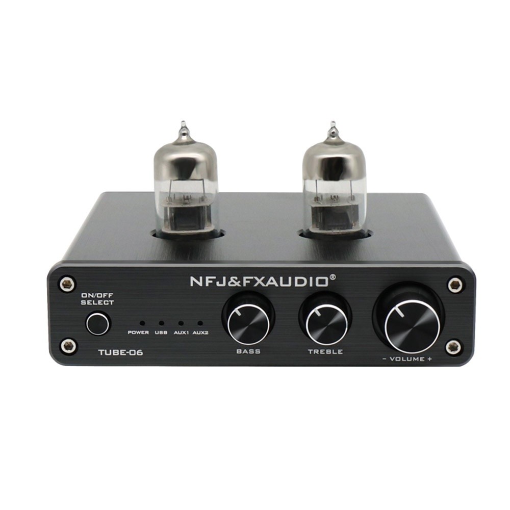 FX-AUDIO TUBE-06 Tube Preamplifier Home Audio Tube 6N3 Pre Amplifier Input PC-USB AUX Bass&Treble Adjustment DC12V/1A Power Supply