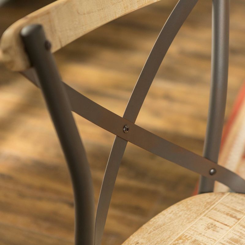 Set of 2 Industrial Farmhouse Wood Metal Dining Chairs Brown - Saracina Home