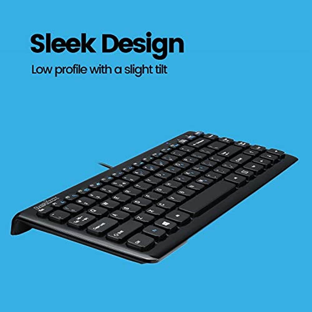 Perixx PERIDUO-307B, Mini Keyboard and Mouse Set - Wired - USB - Piano Black Design - Stylish Chiclet Key Design - 11 Multimedia Hot Keys