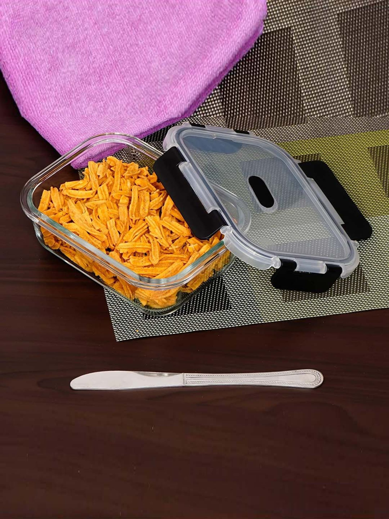 Femora Transparent Borosilicate Glass 19 cm Food Storage Container (1.5 L) - Set of 1